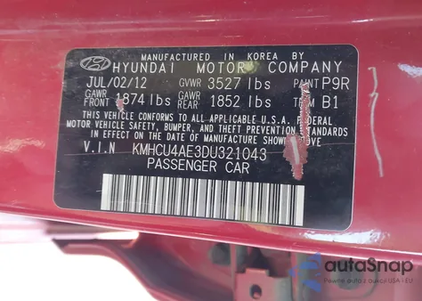 2013 Hyundai Accent Gls z USA, uszkodzony, nr VIN KMHCU4AE3DU321043